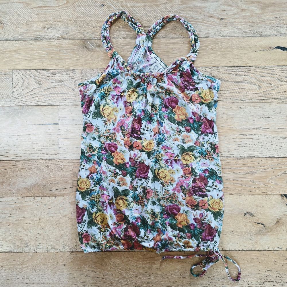 2000's Vintage American Rag Floral Braided Strap Women's Top cottagecore coastal